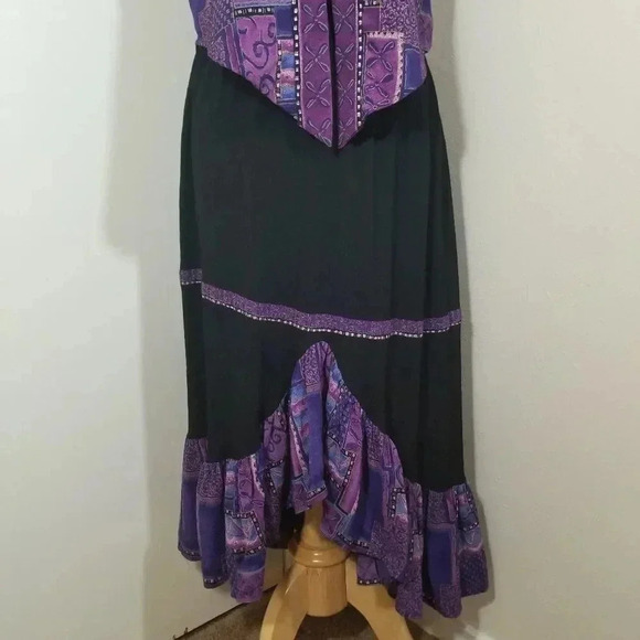 {Red Rock Reflections} SET: Vintage 90s Patchwork Ruffled Skirt & Vest - Picture 3 of 15